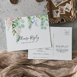 Kleurrijke Tropische Bloemen Menu Keuze RSVP Brief