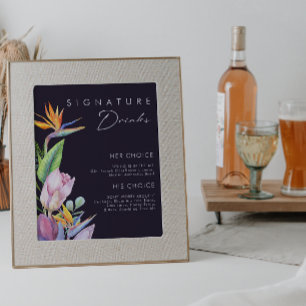 Kleurrijke Tropische Bloemen   Paarse Signature Dr Poster