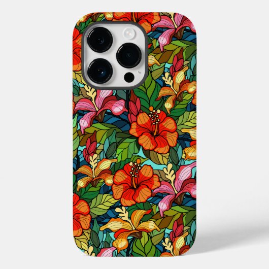 Kleurrijke tropische bloemen patroon, hibiscus Case-Mate iPhone case (Achterkant)