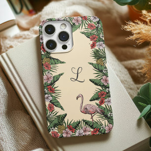 Kleurrijke Tropische Bloemen Roze Flamingo & Hibis iPhone 16 Pro Hoesje