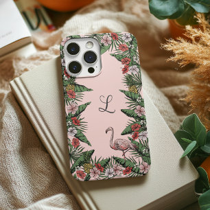 Kleurrijke Tropische Bloemen Roze Flamingo & Hibis iPhone 16 Pro Hoesje