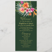 Kleurrijke tropische bloemen roze Sinaasappel brui Programmakaart (Voorkant)