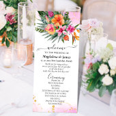 Kleurrijke tropische bloemen roze Sinaasappel brui Programmakaart