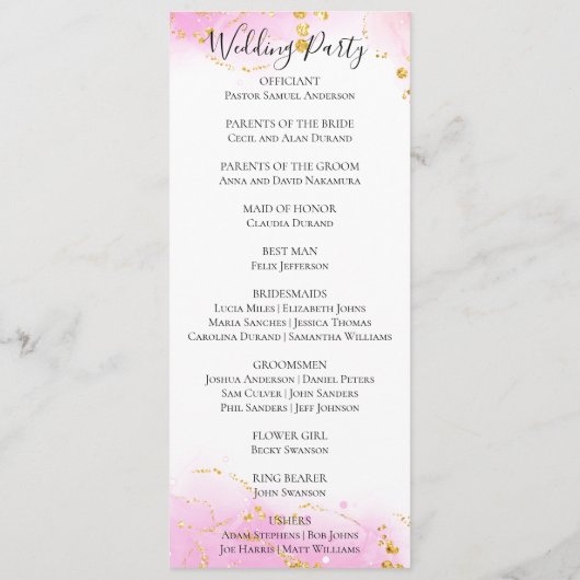 Kleurrijke tropische bloemen roze Sinaasappel brui Programmakaart (Achterkant)