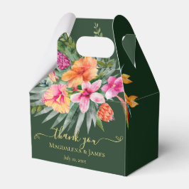 Kleurrijke tropische bloemen Roze Sinaasappel op G Bedankdoosjes