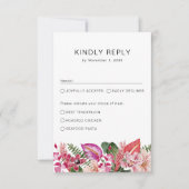 Kleurrijke tropische bloemen RSVP kaartje (Voorkant)