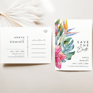 Kleurrijke Tropische Bloemen Save The Date Postk Uitnodiging Briefkaart