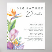 Kleurrijke Tropische Bloemen | Signature Drankjes Poster (Voorkant)