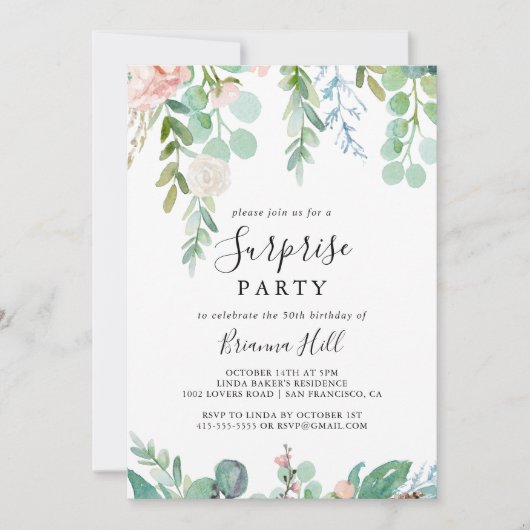 Kleurrijke Tropische Bloemen Verrassingsfeest Kaart (Voorkant)