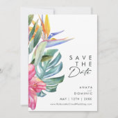 Kleurrijke Tropische Bloemen | Verticaal Save The Date (Voorkant)