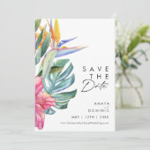Kleurrijke Tropische Bloemen | Verticaal Save The Date (Staand voorkant)