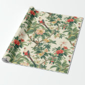 Kleurrijke tropische bloemen Vogels Cadeaupapier (Uitgerold)