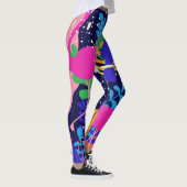 Kleurrijke tropische bloemen & vogels collage 2 leggings (Rechts)