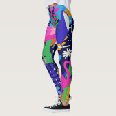 Kleurrijke tropische bloemen & vogels collage 2 leggings (Links)