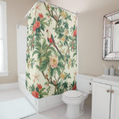 Kleurrijke tropische bloemen Vogels Douchegordijn (In situ)