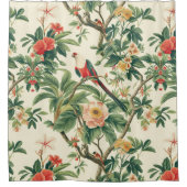 Kleurrijke tropische bloemen Vogels Douchegordijn (Voorkant)