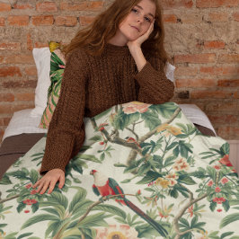 Kleurrijke tropische bloemen Vogels Fleece Deken