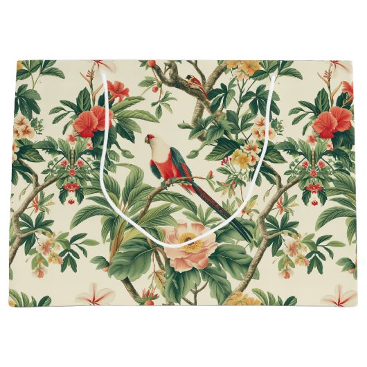Kleurrijke tropische bloemen Vogels Groot Cadeauzakje (Voorkant)