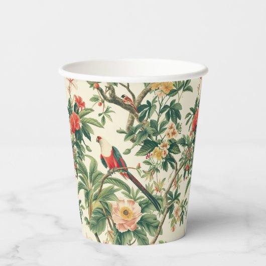 Kleurrijke tropische bloemen Vogels Papieren Bekers (Achterkant)