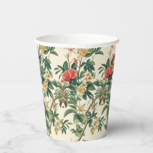 Kleurrijke tropische bloemen Vogels Papieren Bekers (Rechts)