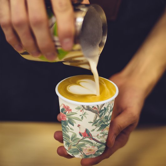 Kleurrijke tropische bloemen Vogels Papieren Bekers