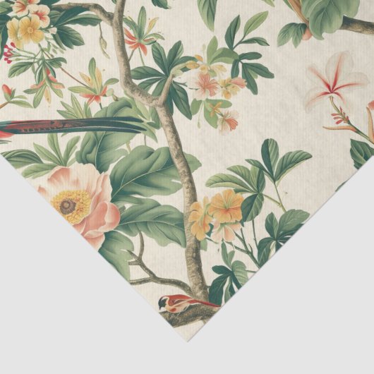 Kleurrijke tropische bloemen Vogels Tissuepapier (Detail)