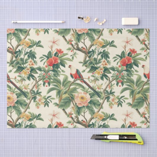 Kleurrijke tropische bloemen Vogels Tissuepapier (Craft)