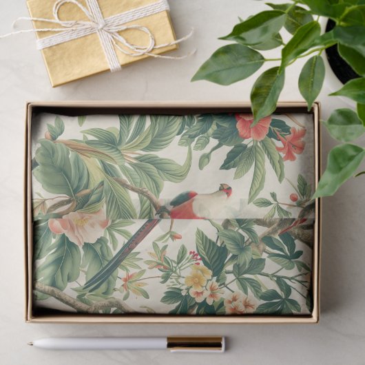 Kleurrijke tropische bloemen Vogels Tissuepapier (Geschenk)