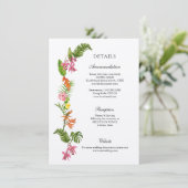 Kleurrijke tropische bloemen Weddenschap details Informatiekaartje (Staand voorkant)