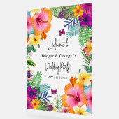 Kleurrijke tropische bloemenmatten bruiloft welkom acryl bord (Hoek)