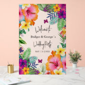 Kleurrijke tropische bloemenmatten bruiloft welkom acryl bord (Huwelijk)