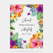 Kleurrijke tropische bloemenmatten bruiloft welkom acryl bord (Voorkant)