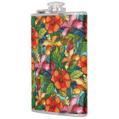 Kleurrijke tropische bloemenpatroon string glas lo heupfles (Links)