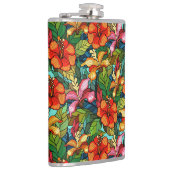 Kleurrijke tropische bloemenpatroon string glas lo heupfles (Rechts)