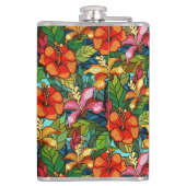 Kleurrijke tropische bloemenpatroon string glas lo heupfles (Achterkant)