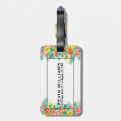 Kleurrijke Tropische Bloemenrand Bagagelabel (Achterkant verticaal)