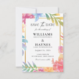 Kleurrijke Tropische Bloemensave the Date Kaart