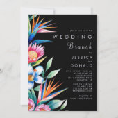 Kleurrijke Tropische Bloementak bruiloft Kaart (Voorkant)