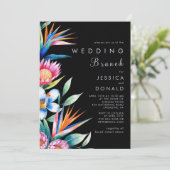 Kleurrijke Tropische Bloementak bruiloft Kaart (Staand voorkant)