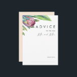 Kleurrijke Tropische Bloemige Perzik Huwelijksadvi Advieskaart<br><div class="desc">Deze kleurrijke tropische bloemige perzik huwelijksadvieskaart is perfect voor je moderne boho bestemming groene, paarse, perzik huwelijk. Het ontwerp bevat een elegante boeket van klassieke strand waterverf groen en bloemen, waaronder salie groene eucalyptus, mauve en rode protea, roze hibiscus, oranje en blauwe paradijsvogel en donkergroene palmblad. Het ontwerp is ideaal...</div>