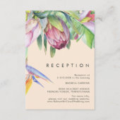 Kleurrijke Tropische Bloemige Perzik Huwelijksrece Informatiekaartje (Voorkant)