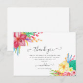 Kleurrijke Tropische Bloemige Strand Bruiloft Fees Bedankkaart (Voorkant / Achterkant)