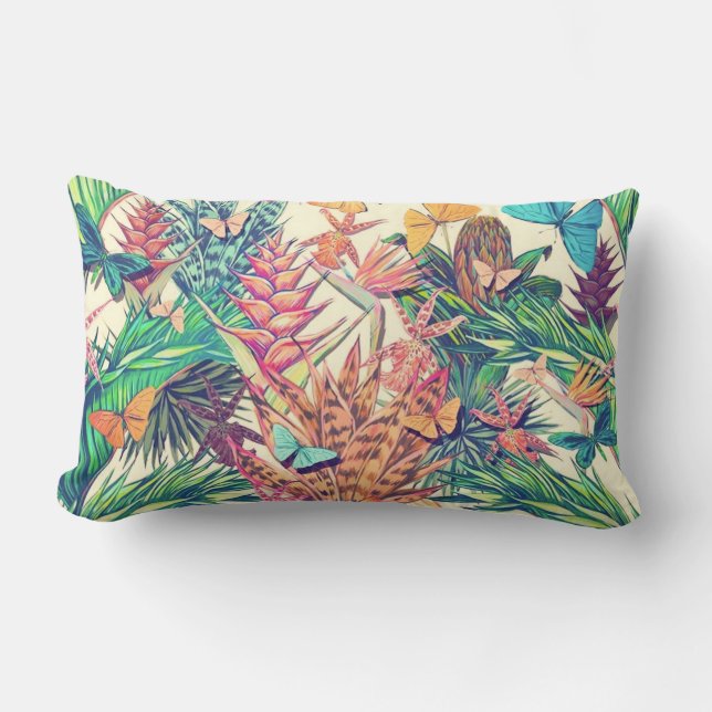  kleurrijke tropische botanische floranie, maar kussen (Voorkant)