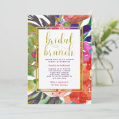 Kleurrijke Tropische Bruids Brunch Kaart (Staand voorkant)