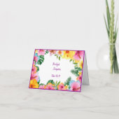 Kleurrijke tropische bruiloft gast naam zitkaart bedankkaart (Achterkant)