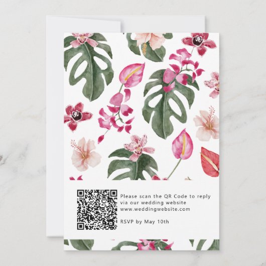 Kleurrijke tropische bruiloft uitnodiging (Achterkant)