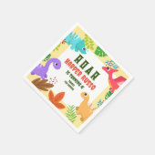 Kleurrijke tropische dinosaurus verjaardagsfeestje servet (Hoek)