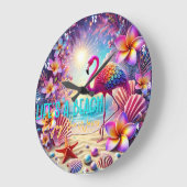 Kleurrijke tropische Flamingo Sunset Beach Grote Klok (Hoek)