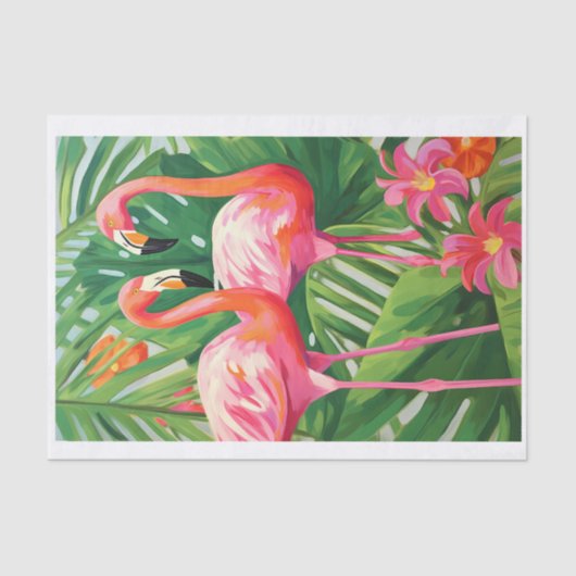 Kleurrijke Tropische Flamingo's Decoupage Weefsel Tissuepapier (Voorkant)