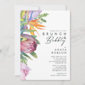 Kleurrijke tropische Floral | Brunch en Bubble Kaart (Voorkant)